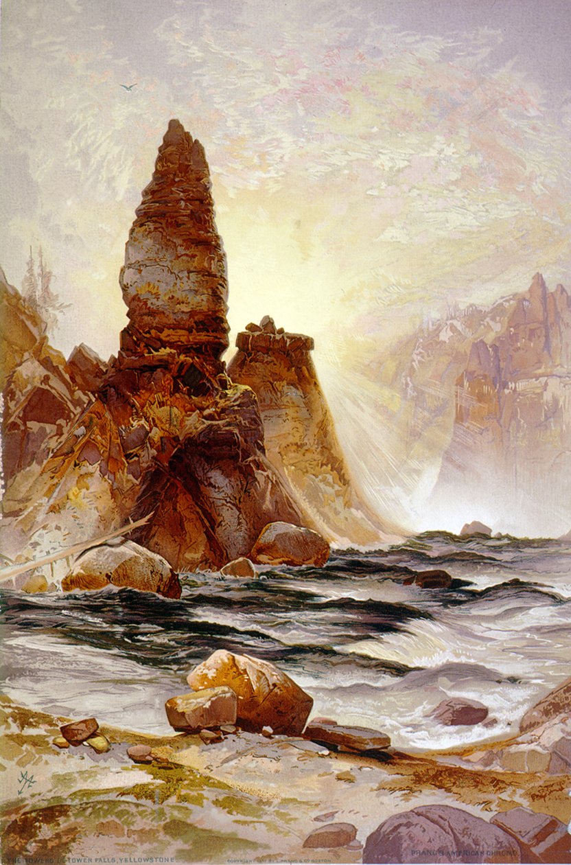Der Turm der Tower Falls, Yellowstone von Thomas (after) Moran