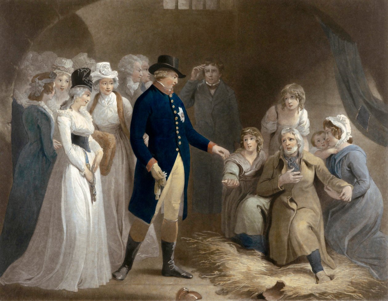 George III. besucht das Gefängnis in Dorchester. Königliche Wohltätigkeit. von Thomas (after) Stothard
