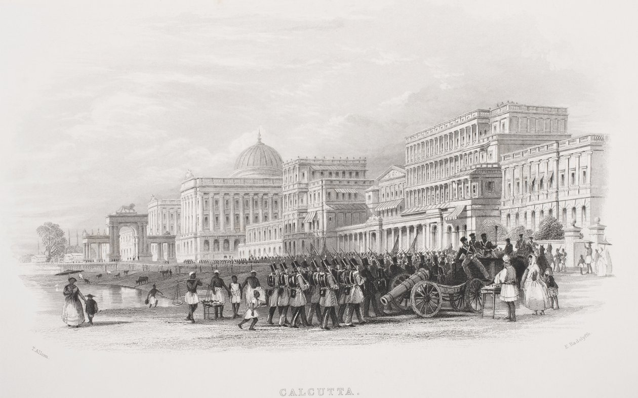 Kalkutta, die Esplanade, graviert von E. Radclyffe, aus 
