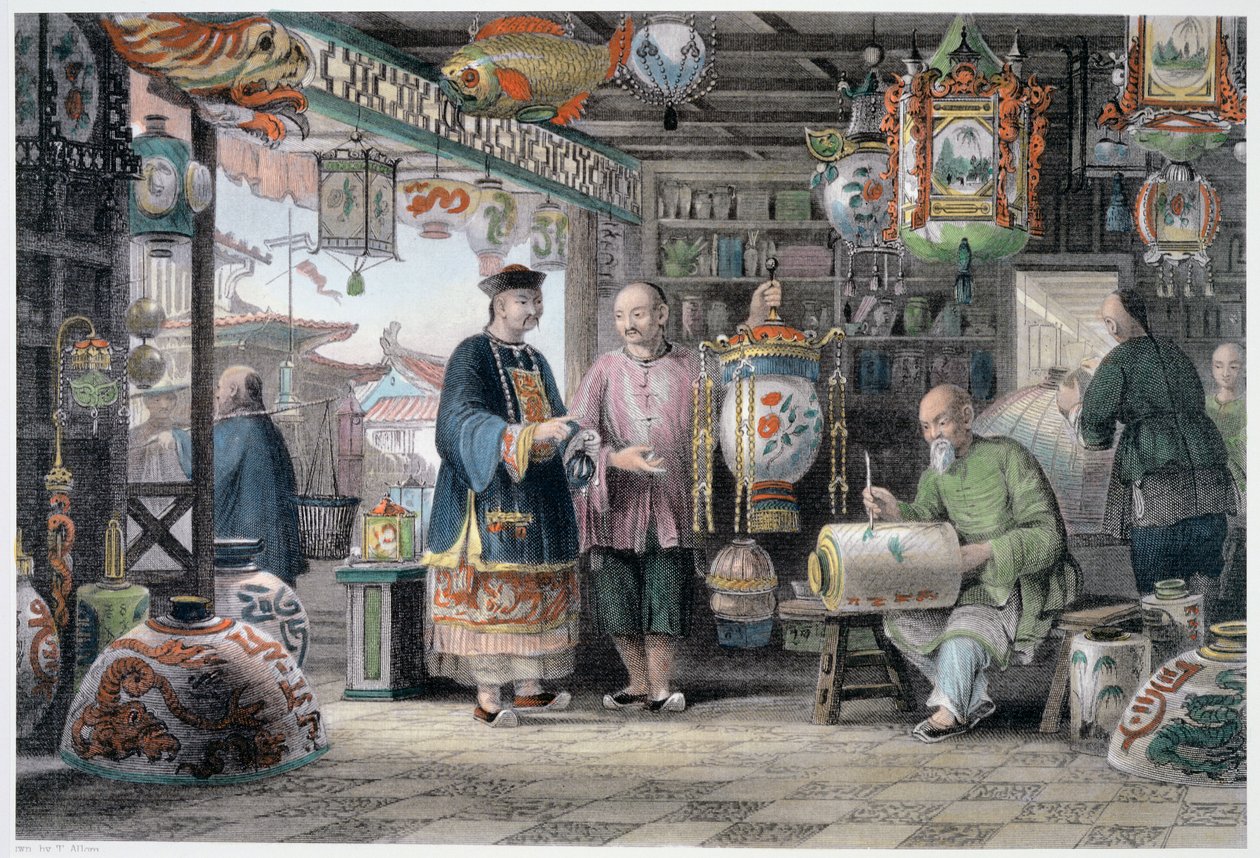 Showroom eines Laternenhändlers in Peking, China, 1843 von Thomas Allom