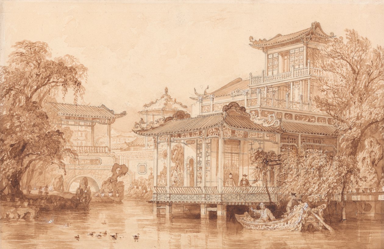 Das Haus eines chinesischen Kaufmanns nahe Kanton von Thomas Allom