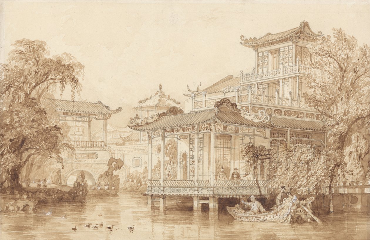 Das Haus eines chinesischen Kaufmanns in der Nähe von Kanton von Thomas Allom