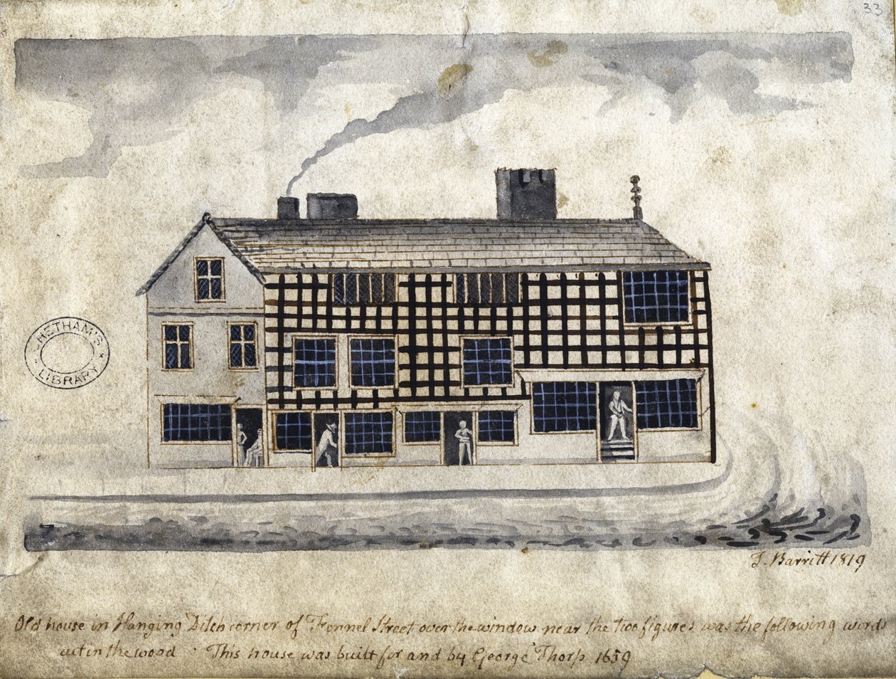 Altes Haus am Hanging Ditch, Manchester, 1819