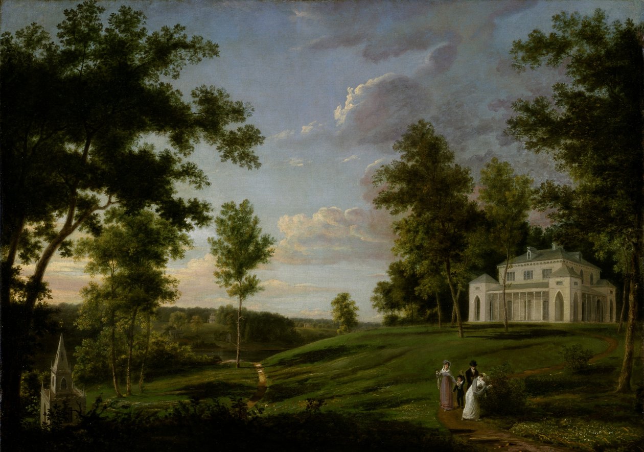 Südostansicht von "Sedgeley Park", dem Landsitz von James Cowles Fisher, Esq. von Thomas Birch