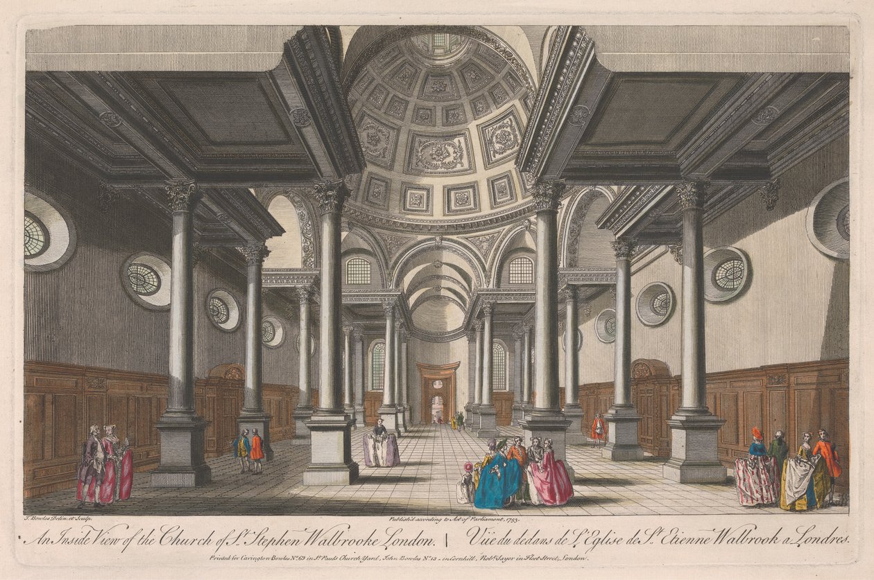 Innenansicht der Kirche St. Stephen, Walbrooke, London von Thomas Bowles