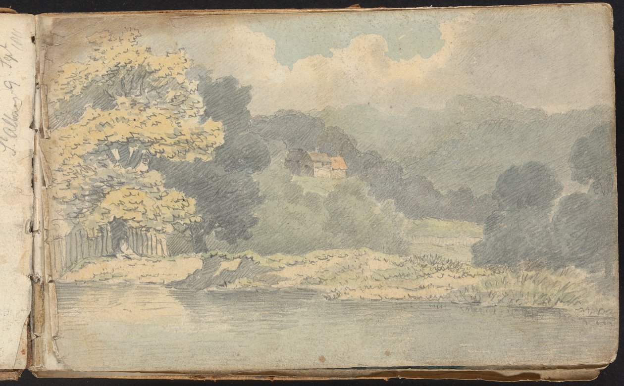 Album mit Landschafts- und Figurenstudien: Landschaftsszene in der Nähe von St. Albans von Thomas Bradshaw