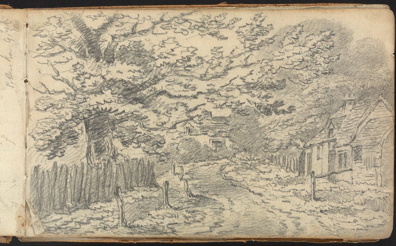 Album mit Landschafts- und Figurenstudien: Ländliche Straße bei Potten End von Thomas Bradshaw