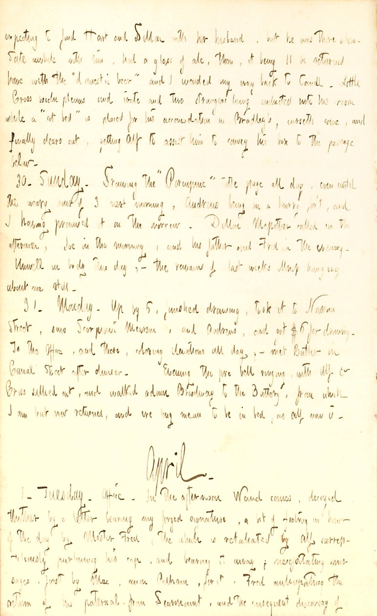 Thomas Butler Gunn Tagebücher - Band 2, Seite 70, 29. März - 1. April 1851 von Thomas Butler Gunn