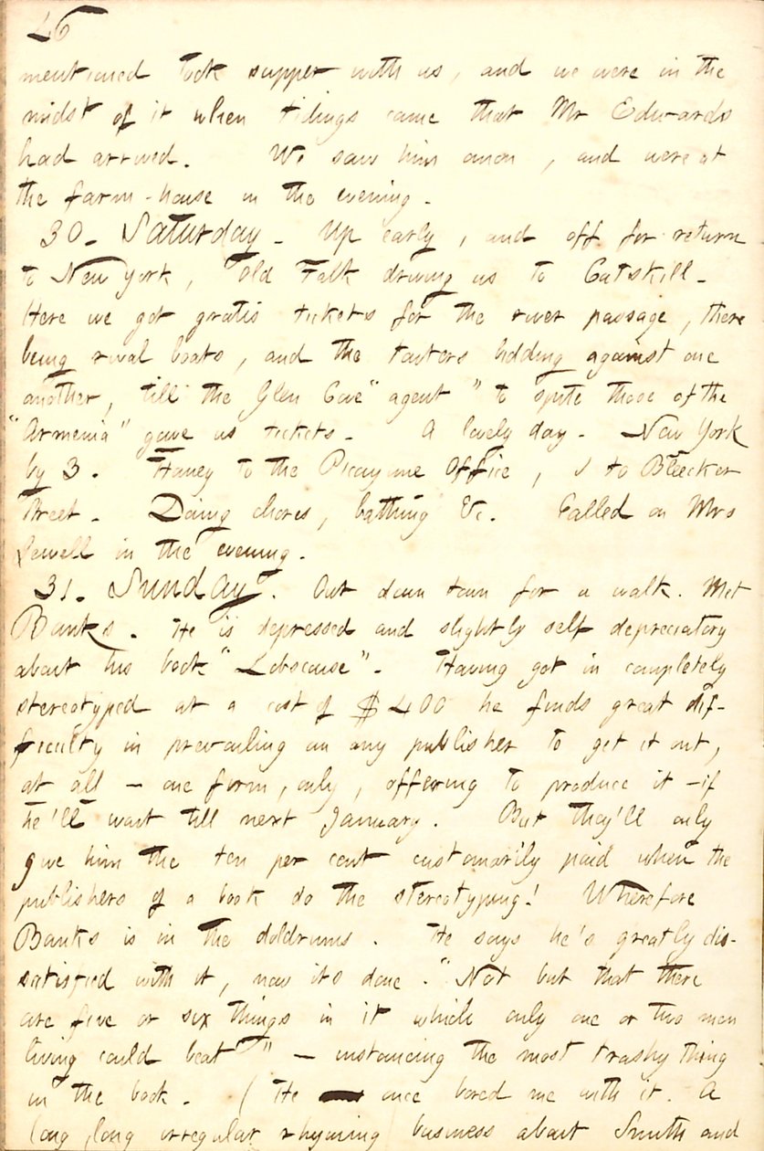 Thomas Butler Gunn Tagebücher: Band 8, Seite 53, 29.-31. August 1856 von Thomas Butler Gunn