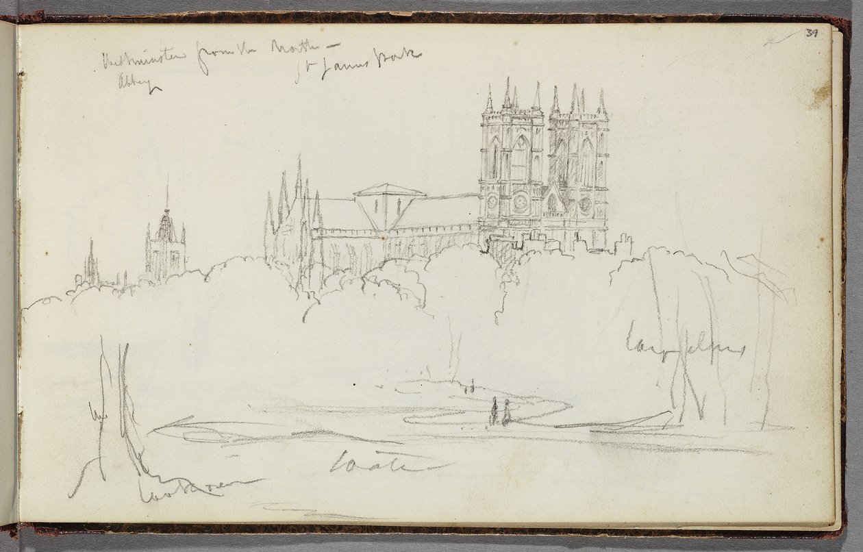 Westminster Abbey von Norden, St. James Park, ca. 1830 von Thomas Cole