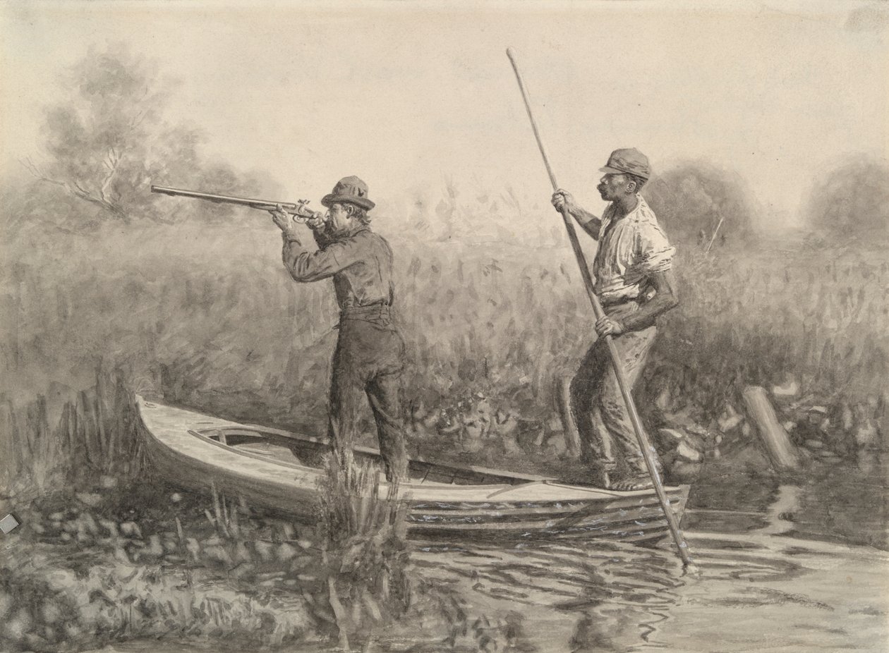 Studie für Rail Shooting from a Punt von Thomas Eakins