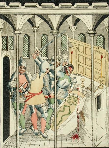 Die Ermordung von St. Thomas a Becket in Canterbury, aus der Kapelle der Dreifaltigkeit in Stratford Upon Avon von Thomas Fisher Hoxton