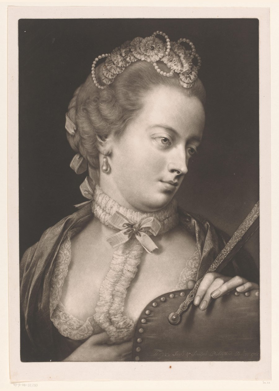 Frau mit Spitzenhalsband, Diadem und Fächer von Thomas Frye