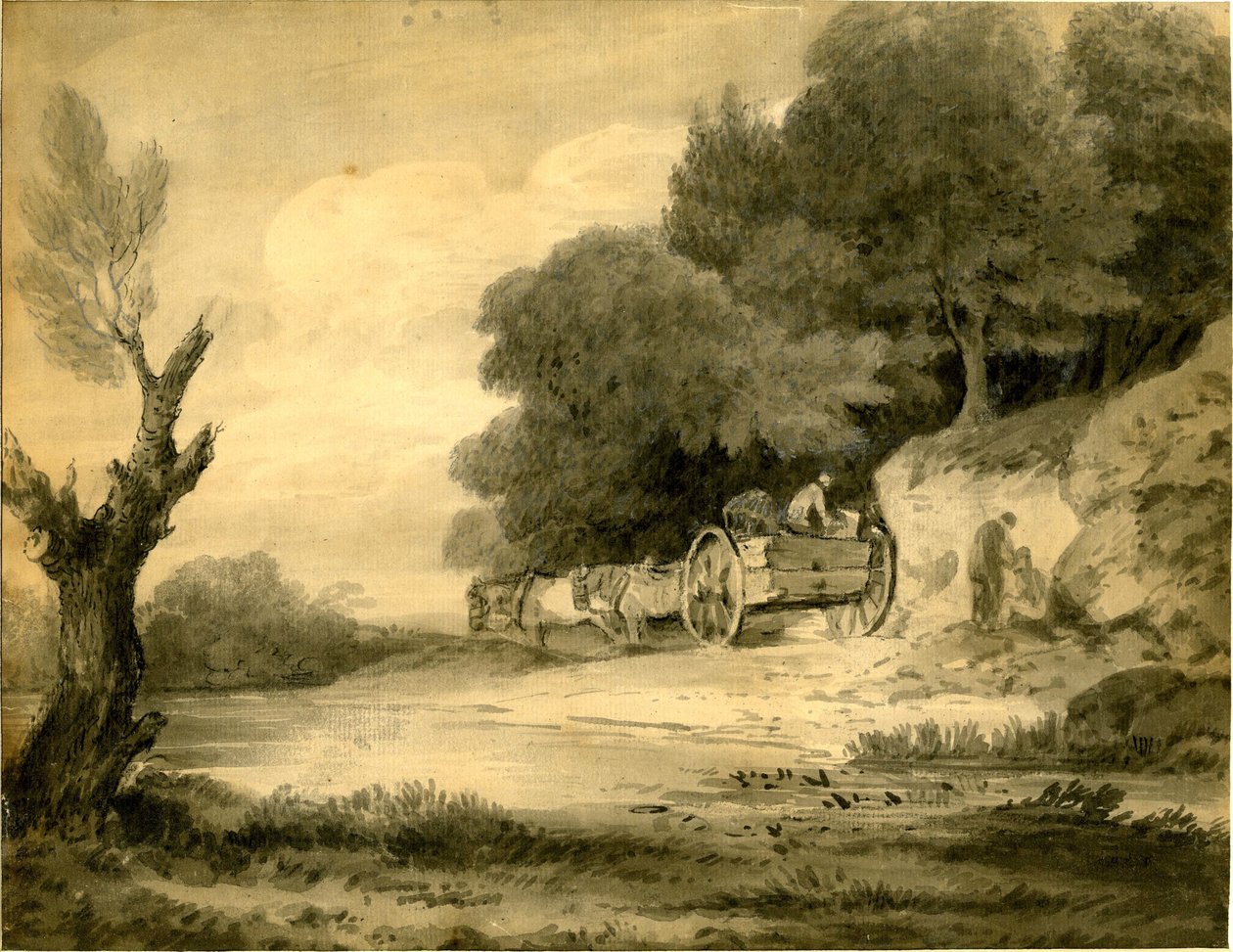 Figuren mit Karren am Straßenrand von Thomas Gainsborough