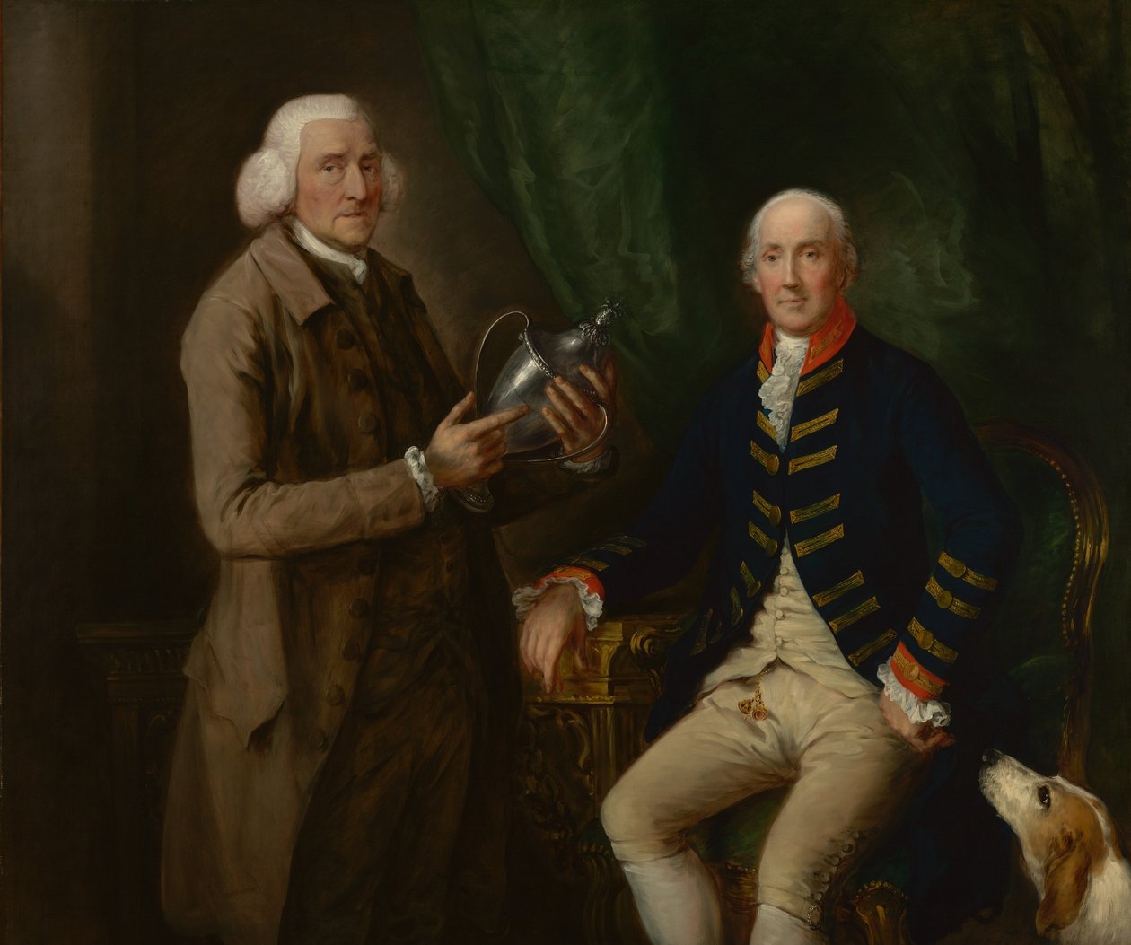 Porträt von William Anne Hollis, 4. Earl of Essex, überreicht Thomas Clutterbuck von Watford einen Pokal, um 1784-1785 von Thomas Gainsborough