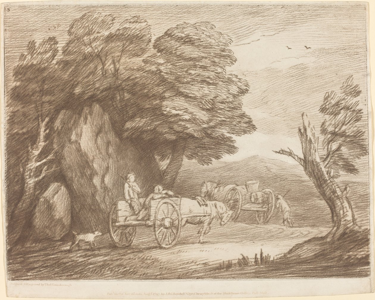 Bewaldete Landschaft mit zwei Landkarren und Figuren von Thomas Gainsborough