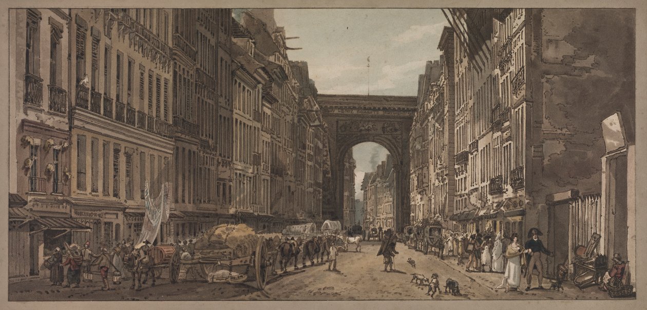 Eine Auswahl von zwanzig der malerischsten Ansichten in Paris: Blick auf das Tor von St. Denis von den Vororten aus von Thomas Girtin