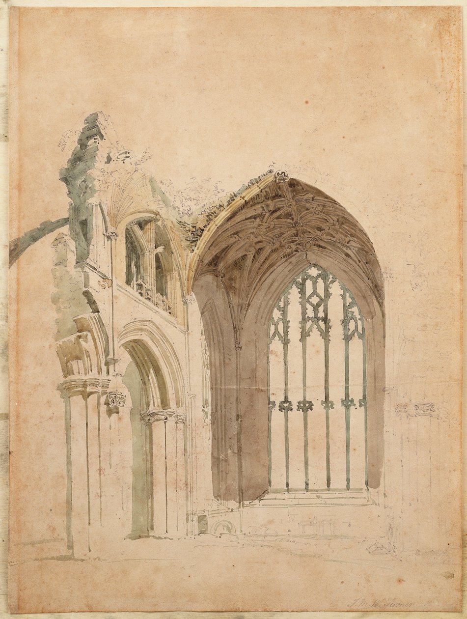 Melrose Abbey: Das Ostfenster, ca. 1770er von Thomas Girtin