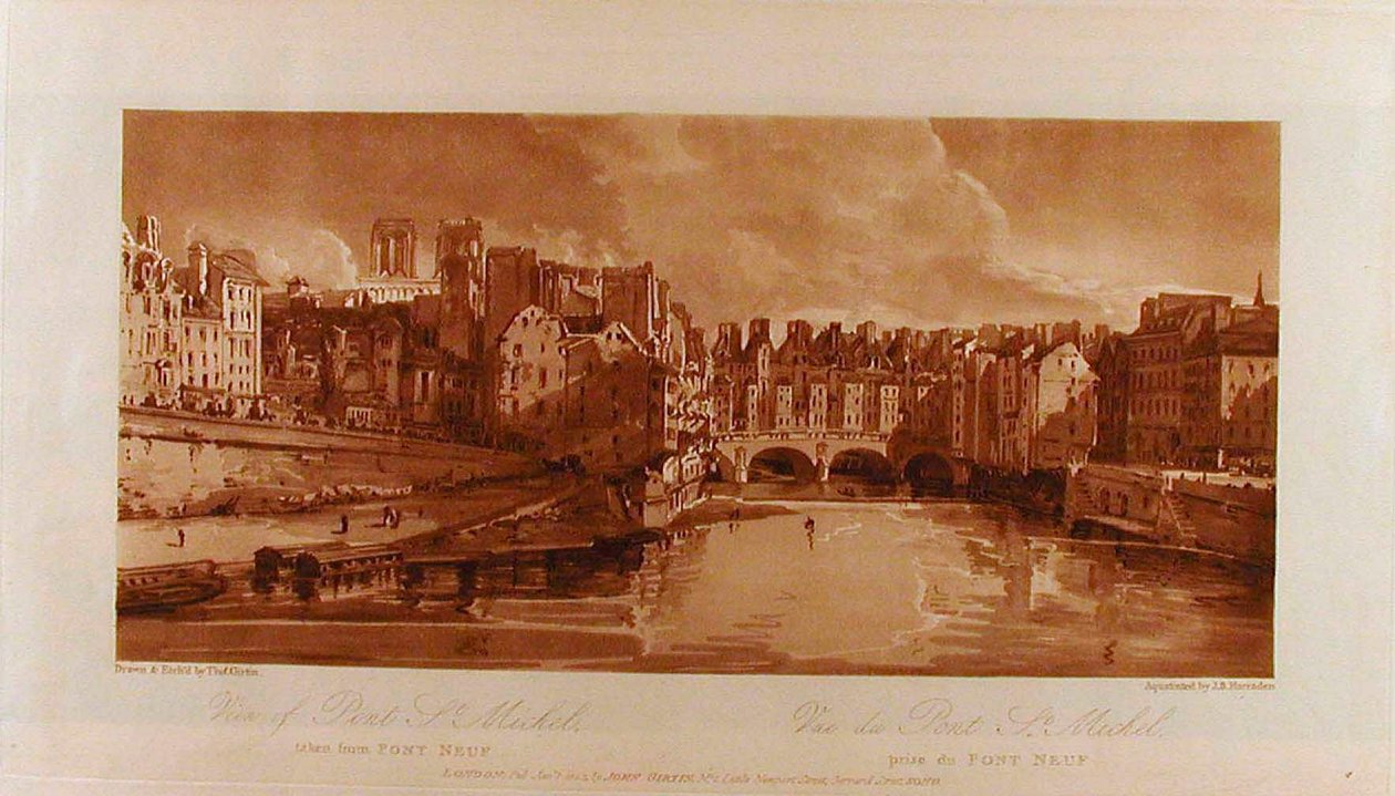 Ansicht der Pont St. Michel vom Pont Neuf aus von Thomas Girtin