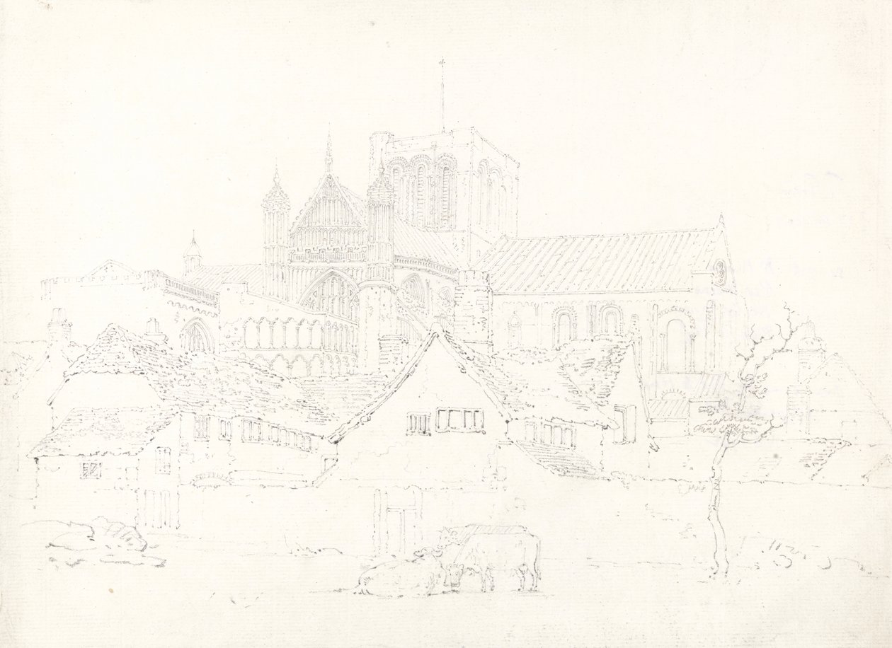 Kathedrale von Winchester, von Nordosten, ca. 1795 von Thomas Girtin
