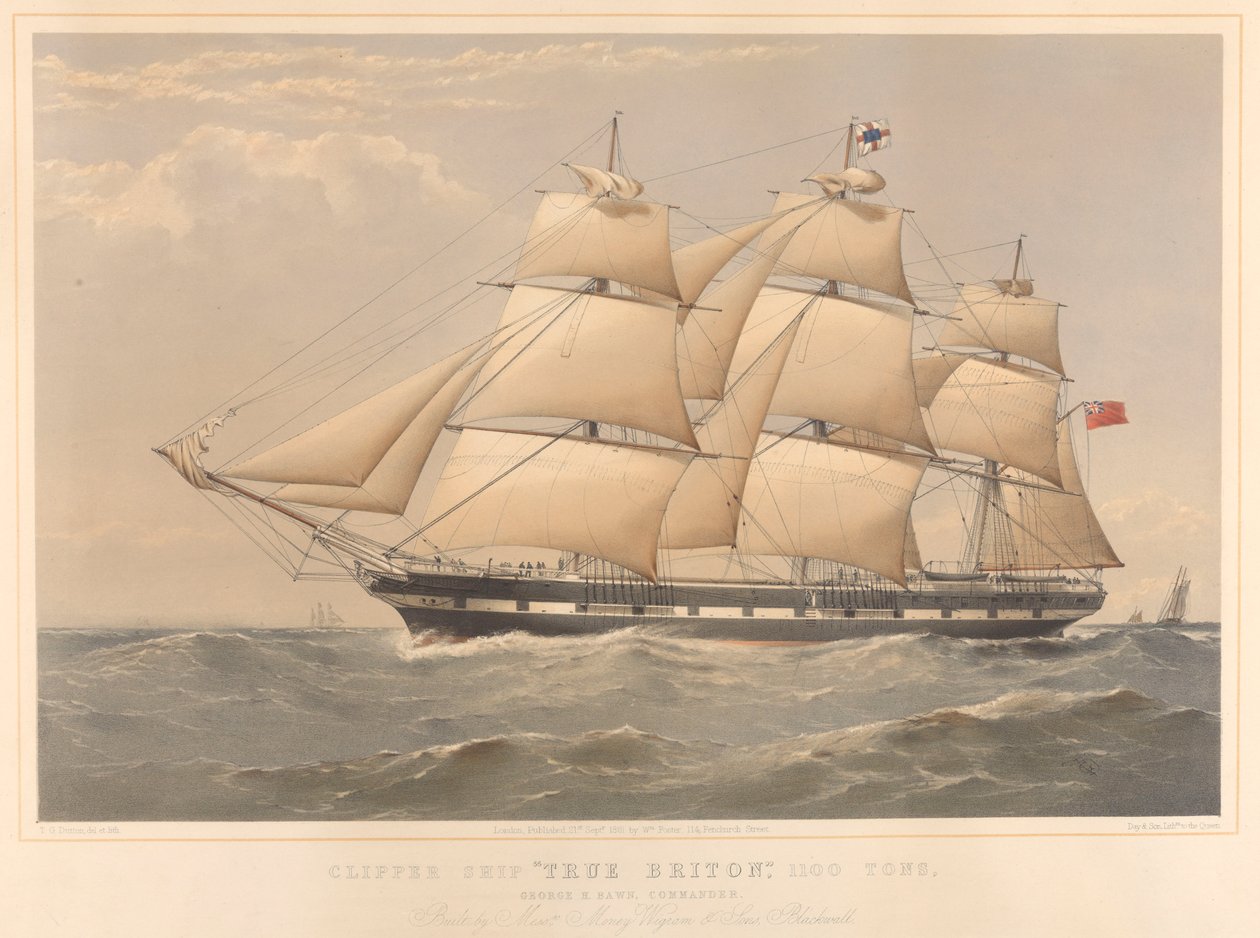 Klipperschiff True Briton 1100 Tonnen von Thomas Goldsworth Dutton