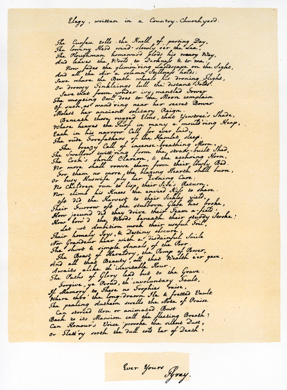Elegie, geschrieben auf einem Landkirchhof, 18. Dezember 1750 von Thomas Gray