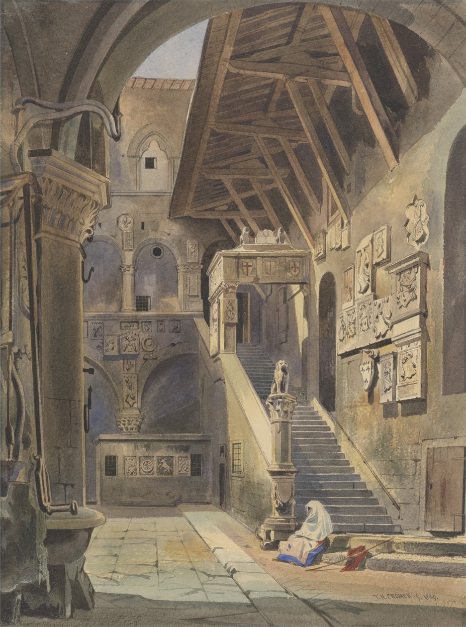 Hof des Bargello, Florenz, 1839 von Thomas Hartley Cromek
