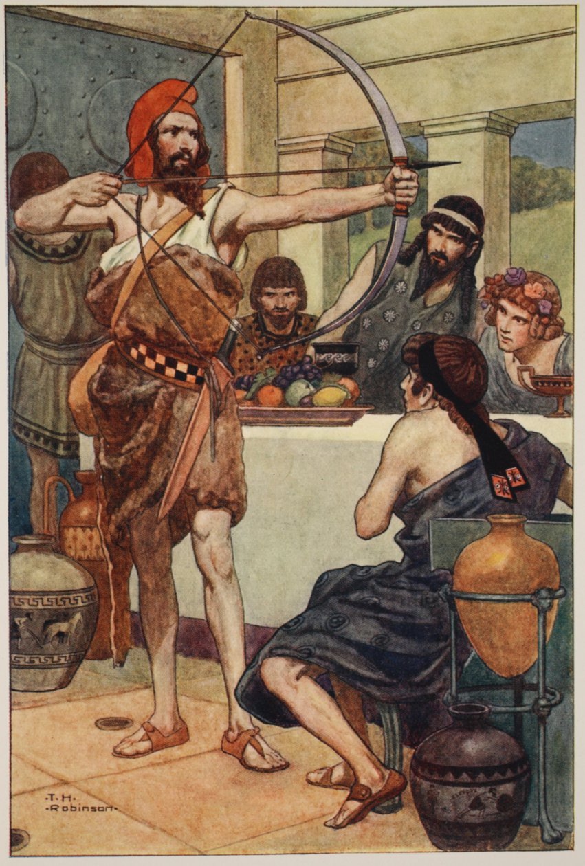 Odysseus bestraft die Freier von Thomas Heath Robinson