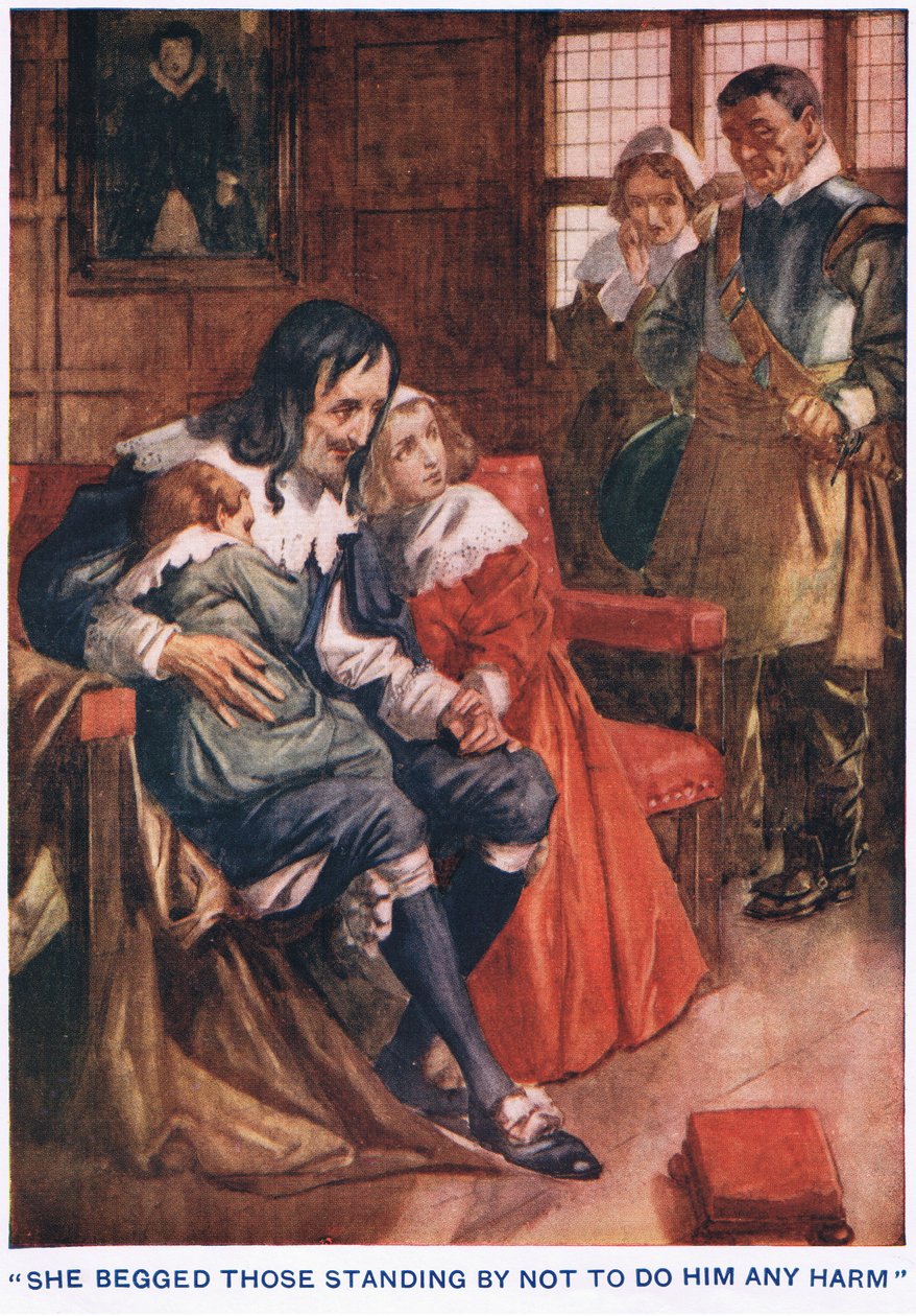 Sie bat die Umstehenden, ihm keinen Schaden zuzufügen von Thomas Heath Robinson