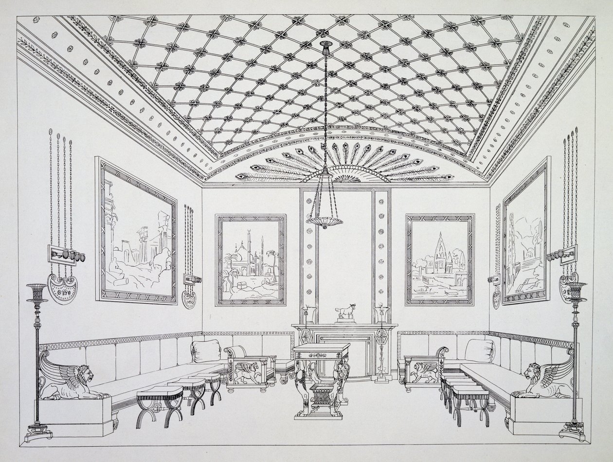 Salon, Illustration aus Household Furniture and Interior Decoration von Thomas Hope