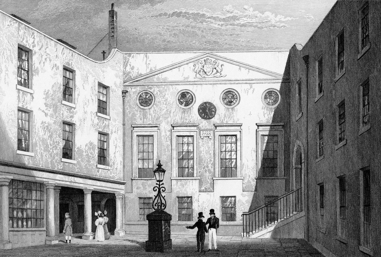 Apothekerhalle, Pilgrim St., Blackfriars, graviert von J. Hinchliff, 1831 von Thomas Hosmer Shepherd