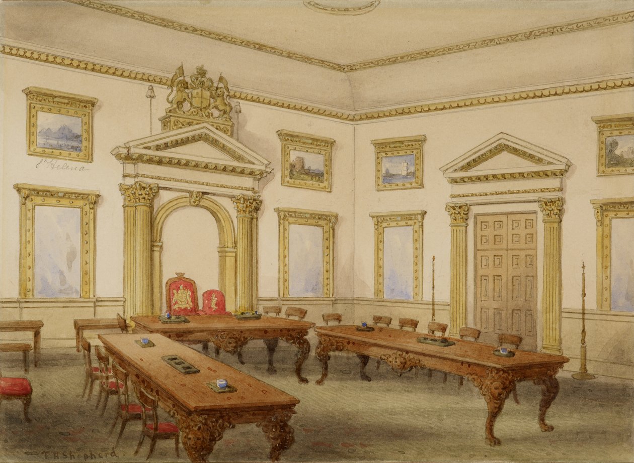 Der Direktoren-Sitzungssaal, East India House, Leadenhall Street, London, um 1820 von Thomas Hosmer Shepherd