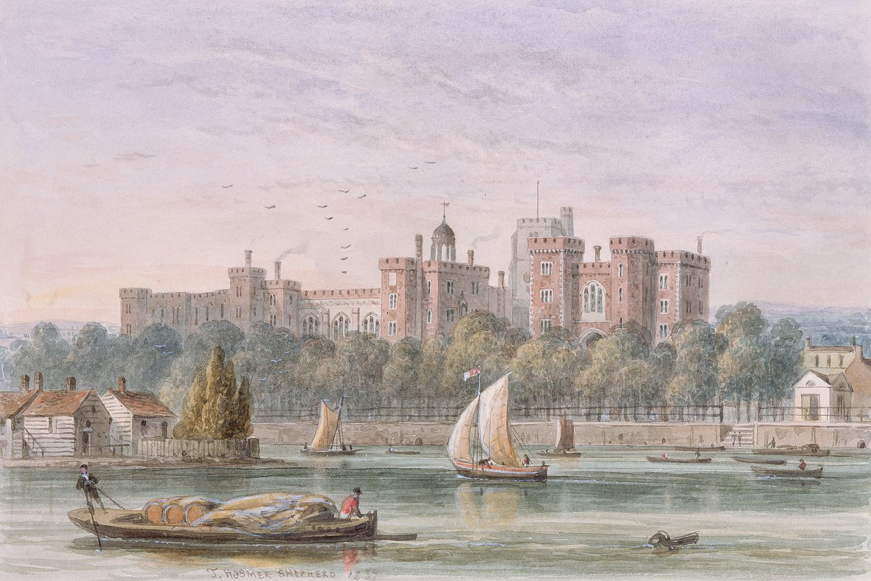 Ansicht des Lambeth Palace von der Themse, 1837 von Thomas Hosmer Shepherd