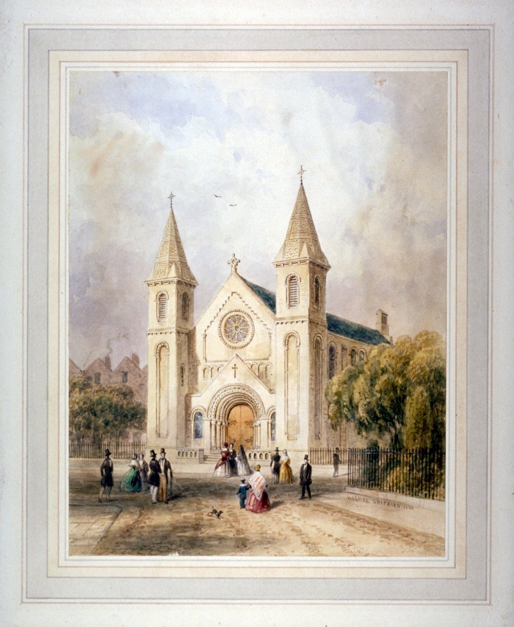 Ansicht eines unbekannten religiösen Gebäudes am Regent Square, St Pancras, London von Thomas Hosmer Shepherd