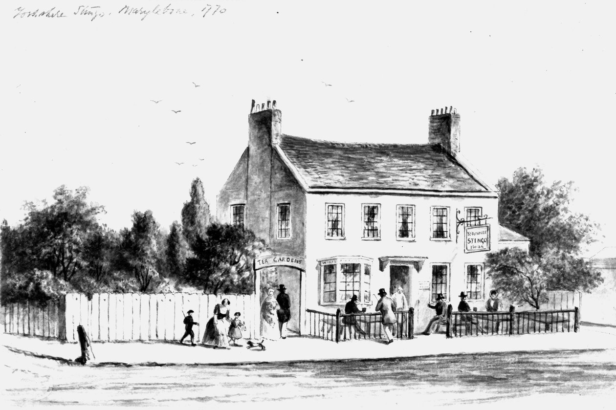 Ansicht des Yorkshire Stingo Gasthauses in Paddington, 1860-1859 (Zeichnung) von Thomas Hosmer Shepherd
