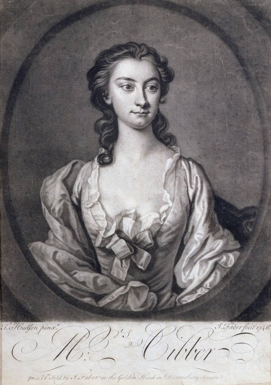 Porträt von Mrs. Cibber, Schauspielerin und Sängerin, graviert von John Faber, 1746 von Thomas Hudson