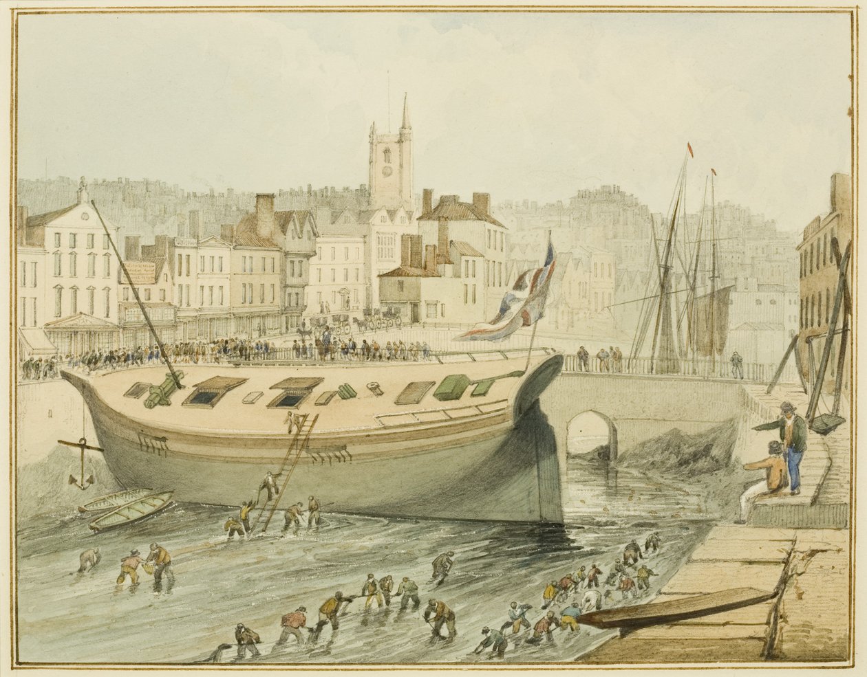 Reinigung des Schwimmhafens, 1828 von Thomas Leeson the Elder Rowbotham