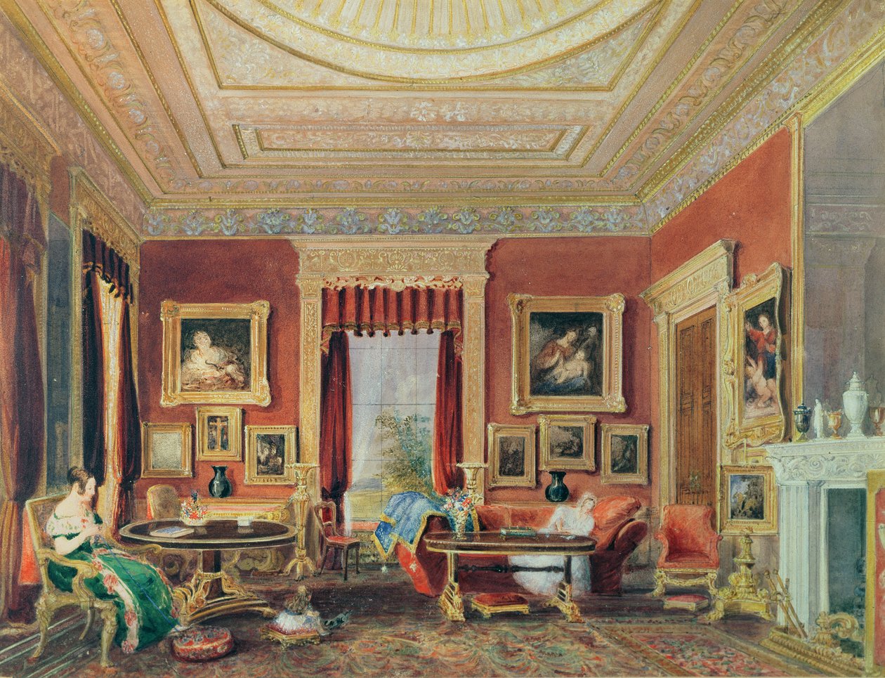 Das Wohnzimmer, Leigh Court, Bristol, ca. 1840 von Thomas Leeson the Elder Rowbotham