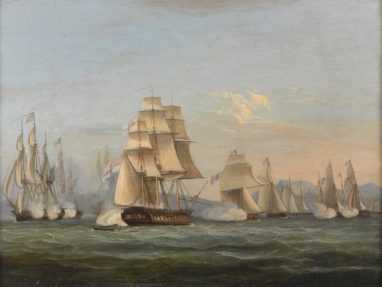 HMS Spartan & französische Fregatten: Beginn der Aktion, 3. Mai 1810 (Bucht von Neapel) von Thomas Luny