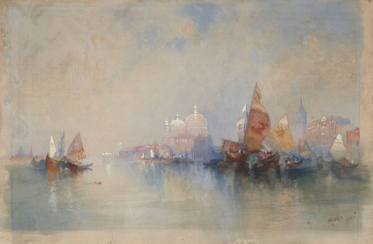 Venedig: Die Lagune in Richtung Santa Maria della Salute von Thomas Moran