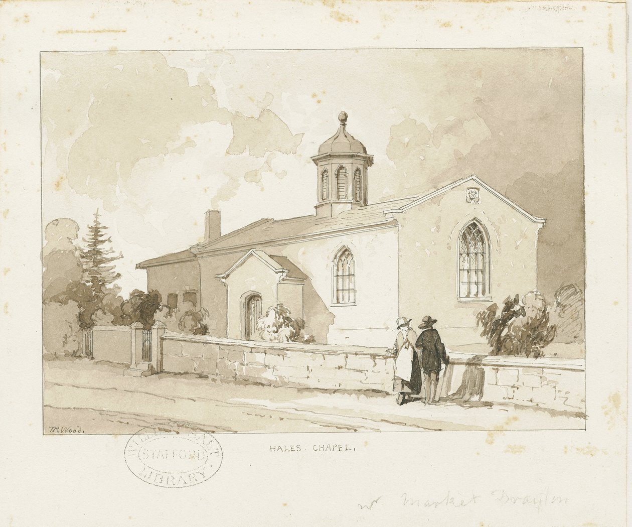 Drayton-in-Hales - Hales Kapelle (Sepia-Waschzeichnung) von Thomas Peploe Wood