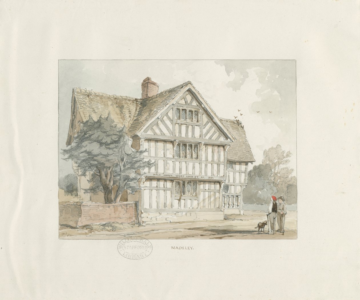 Madeley - Altes Haus: Aquarell von Thomas Peploe Wood