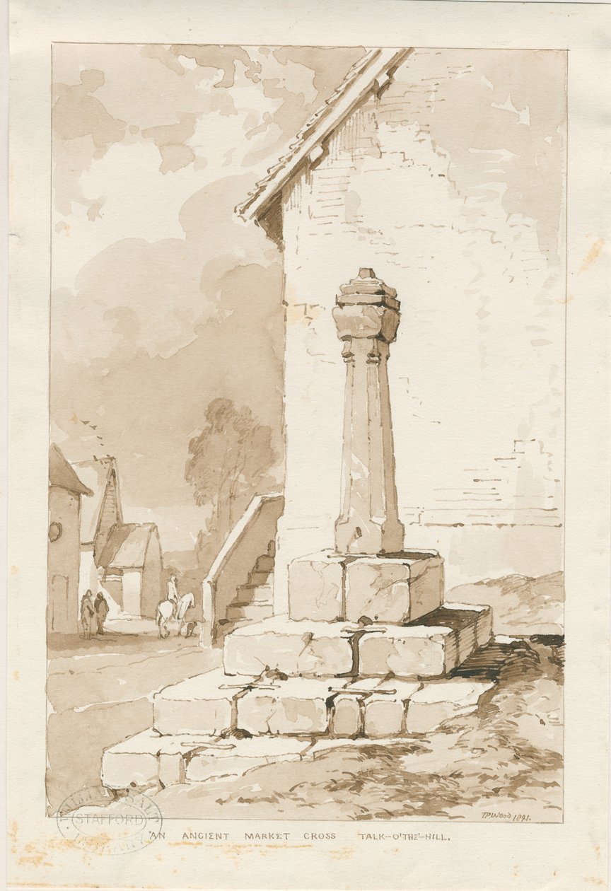 Talke - Alter Marktkreuz: Sepiazeichnung von Thomas Peploe Wood