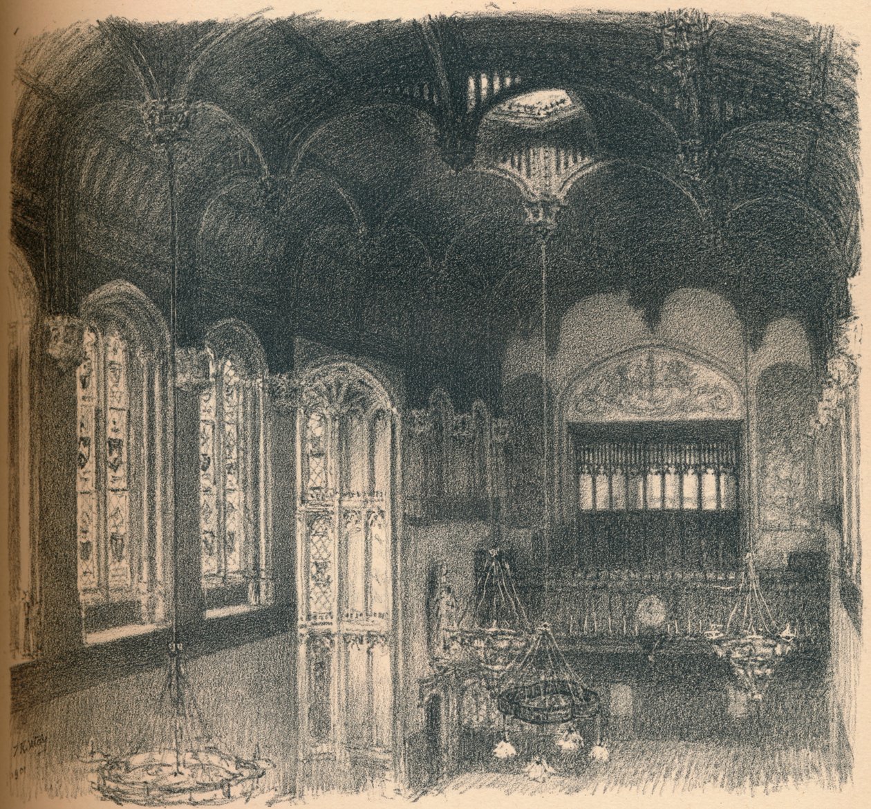 Innenraum von Crosby Hall, 1902 von Thomas Robert Way