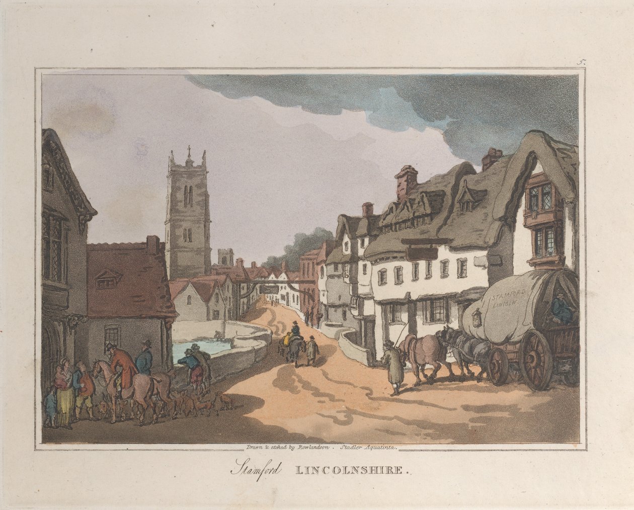 Stamford Lincolnshire, aus Skizzen aus der Natur, 1822 von ThomasThomas Rowlandson, Joseph Constantine Stadler Thomas Rowlandson, Joseph Constantine Stadler