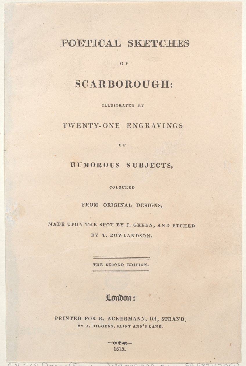 Titelseite, aus Poetical Sketches of Scarborough von Thomas Rowlandson, Joseph Constantine Stadler, J. Bluck