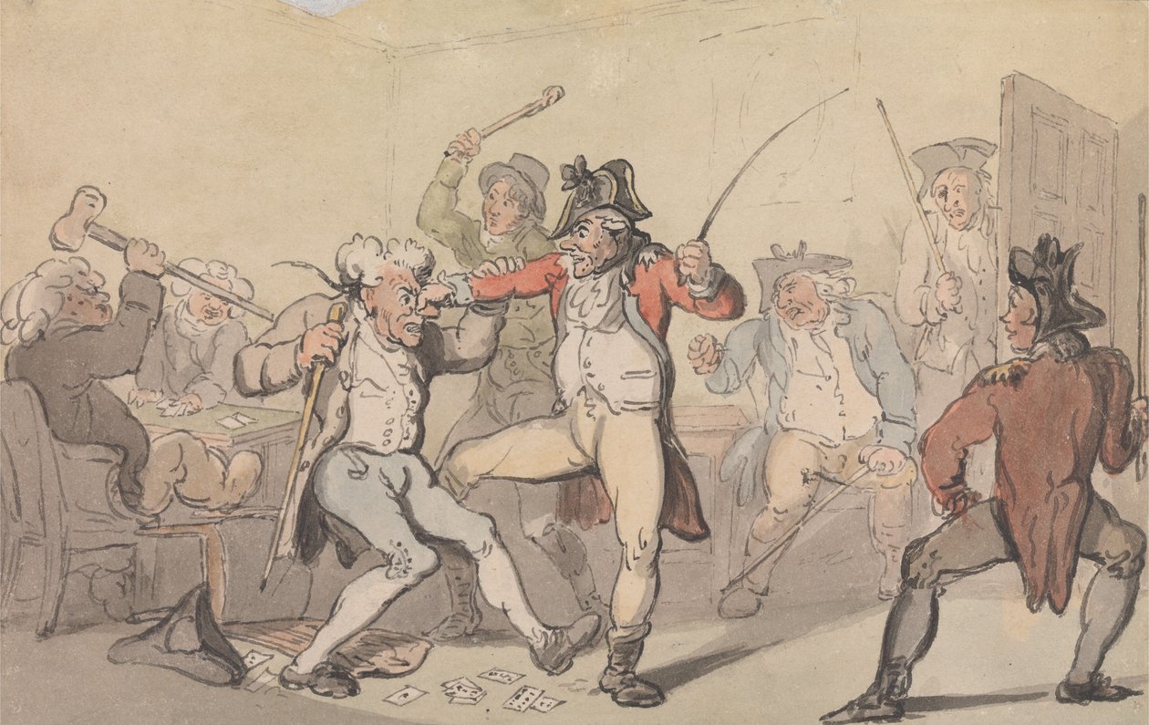 Ein Betrüger beim Verstecken von Karten ertappt von Thomas Rowlandson