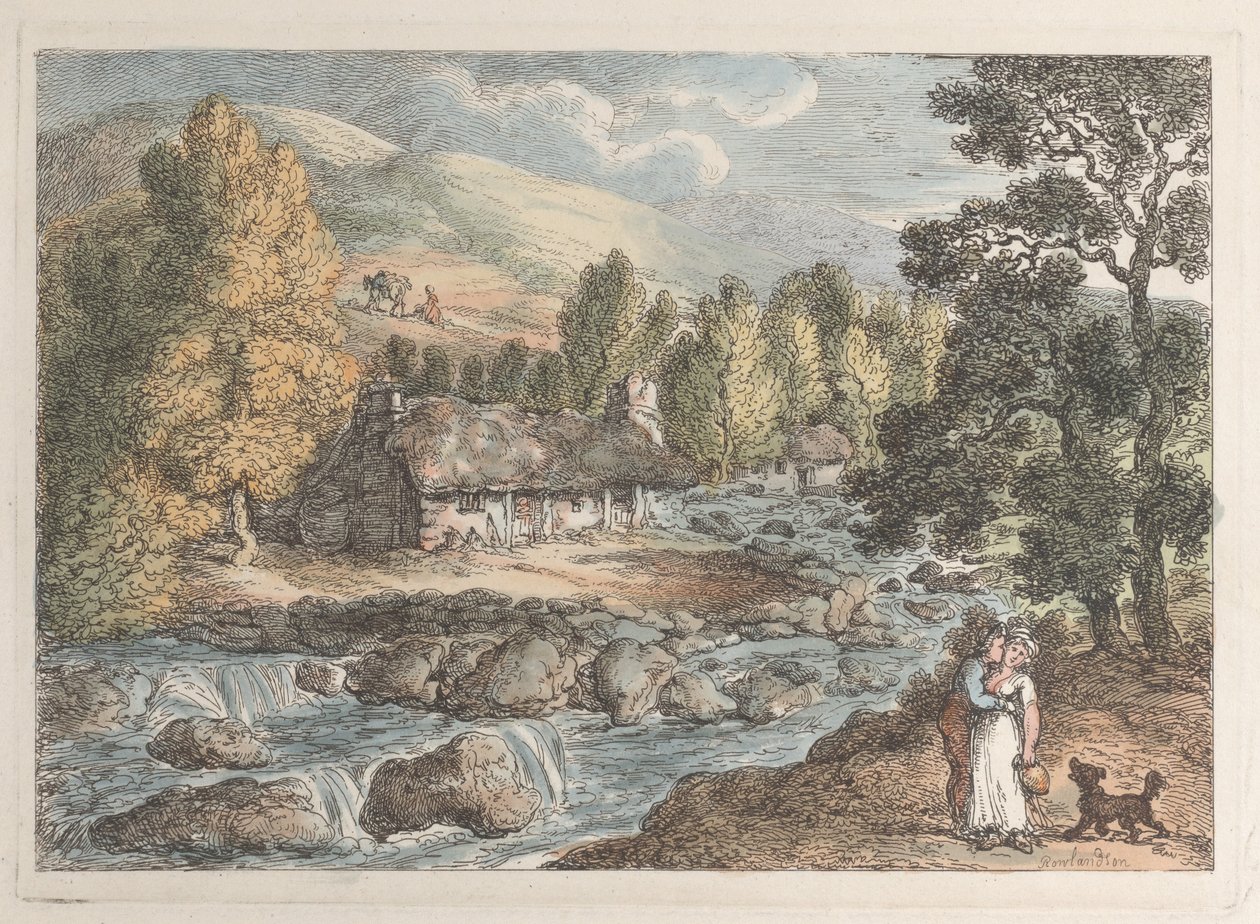 Ein Wasserfall in Cornwall, aus Ansichten in Cornwall, 1812 von Thomas Rowlandson