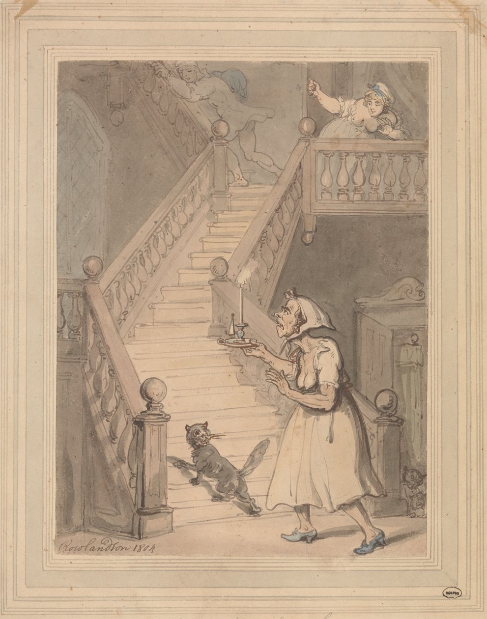 Eine alte Tante riecht Feuer von Thomas Rowlandson