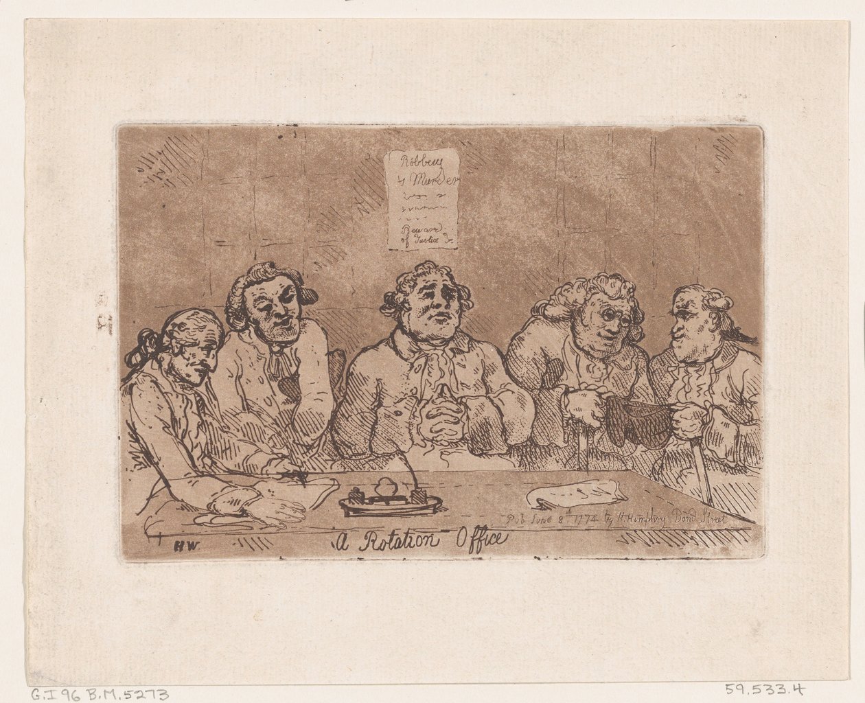 Ein Rotationsbüro, 8. Juni 1774 von Thomas Rowlandson